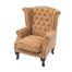 キャメルPUレザーチェスターフィールドウイングバックシングルソファ(アームチェア)
