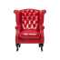 レッドPUレザーチェスターフィールドウイングバックシングルソファ(アームチェア)