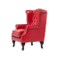 レッドPUレザーチェスターフィールドウイングバックシングルソファ(アームチェア)