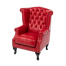 レッドPUレザーチェスターフィールドウイングバックシングルソファ(アームチェア)