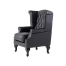オールドブラックPUレザーチェスターフィールドウイングバックシングルソファ(アームチェア)