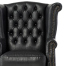 オールドブラックPUレザーチェスターフィールドウイングバックシングルソファ(アームチェア)
