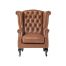 ブラウンPUレザーチェスターフィールドウイングバックシングルソファ(アームチェア)