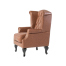 ブラウンPUレザーチェスターフィールドウイングバックシングルソファ(アームチェア)