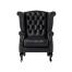 オールドブラックPUレザーチェスターフィールドウイングバックシングルソファ(アームチェア)