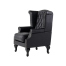 オールドブラックPUレザーチェスターフィールドウイングバックシングルソファ(アームチェア)