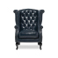 ネイビーブルーPUレザーチェスターフィールドウイングバックシングルソファ(アームチェア)