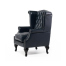 ネイビーブルーPUレザーチェスターフィールドウイングバックシングルソファ(アームチェア)