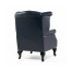 ネイビーブルーPUレザーチェスターフィールドウイングバックシングルソファ(アームチェア)