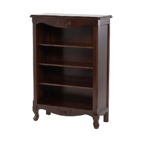 ロココ調　木製オープンブックケース　ブラウン