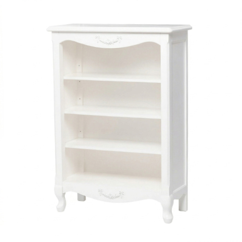 ロココ調　木製オープンブックケース　ホワイト