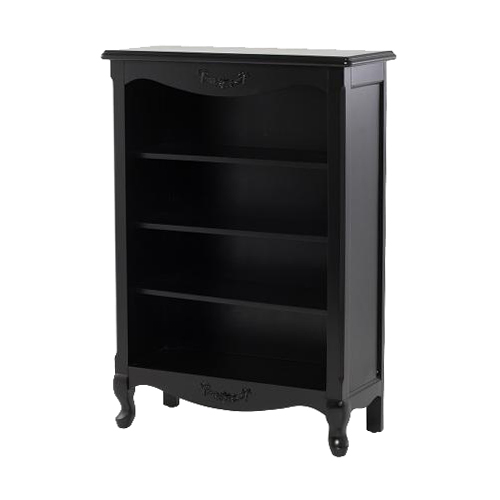 ロココ調　木製オープンブックケース　ブラック