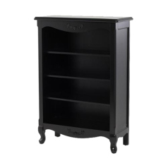 ロココ調　木製オープンブックケース　ブラック