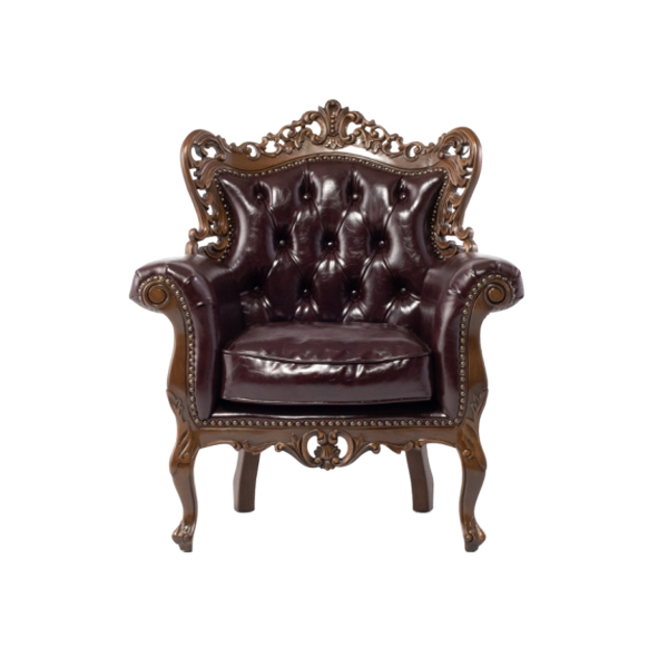 ロココ調シングルソファ　ブラウン x ブラウンPU　Symphony(シンフォニー)