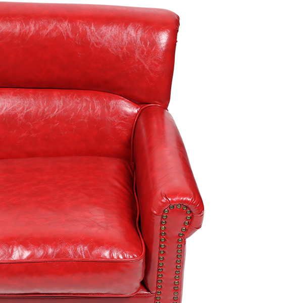 レッドPUレザーヴィンテージスタイル2シーターソファ VINCENT