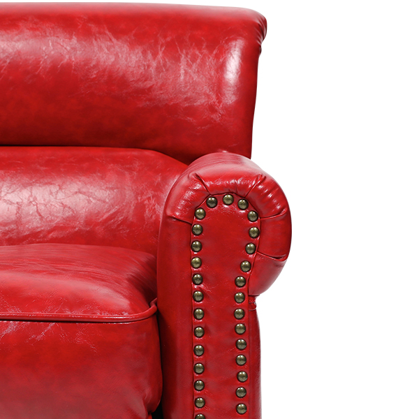 レッドPUレザーヴィンテージスタイル2シーターソファ VINCENT