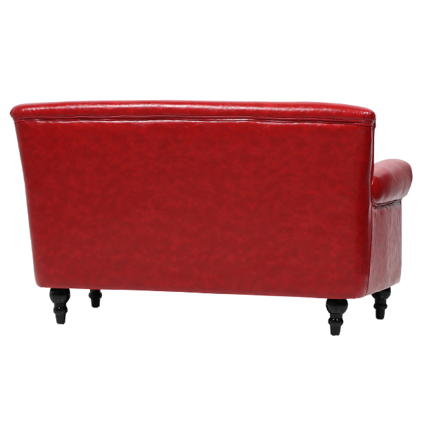 レッドPUレザーヴィンテージスタイル2シーターソファ VINCENT