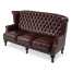 ダークブラウンPUレザーチェスターフィールド3シーターウイングバックソファ