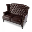 ダークブラウンPUレザーチェスターフィールドウイングバックソファ