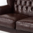 ダークブラウンPUレザーチェスターフィールドウイングバックソファ