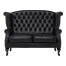 ブラックPUレザーチェスターフィールドウイングバックソファ