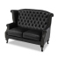 ブラックPUレザーチェスターフィールドウイングバックソファ
