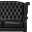 ブラックPUレザーチェスターフィールドウイングバックソファ
