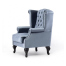 ブルーベルベットチェスターフィールドウイングバックシングルソファ(アームチェア)