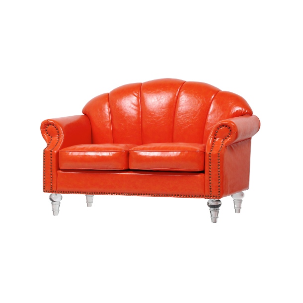 キャロットオレンジPUレザーシェルデザイン2シーターソファ Shellfa