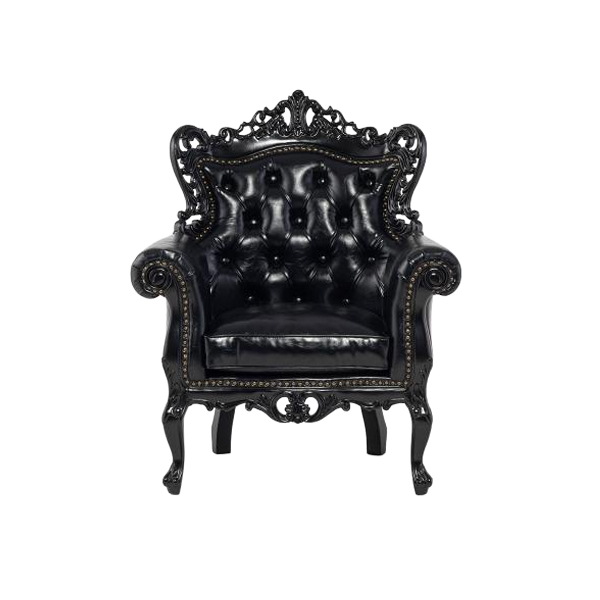 ロココ調シングルソファ　ブラック x ブラックPU　Symphony(シンフォニー)