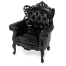 ロココ調シングルソファ　ブラック x ブラックPU　Symphony(シンフォニー)