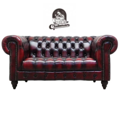 ウォッシュオフレッドレザーチェスターフィールド2シーターソファ　CLUBMAN(クラブマン)
