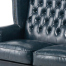 ネイビーPUレザーチェスターフィールドウイングバックソファ