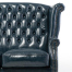 ネイビーPUレザーチェスターフィールド3シーターウイングバックソファ
