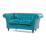 ターコイズブルーPUレザーチェスターフィールド2シーターソファ　VINCENT(ヴィンセント)