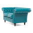 ターコイズブルーPUレザーチェスターフィールド2シーターソファ　VINCENT(ヴィンセント)