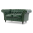 グリーンPUレザーチェスターフィールド2シーターソファ　VINCENT(ヴィンセント)