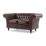 ブラウンPUレザーチェスターフィールド2シーターソファ　VINCENT(ヴィンセント)