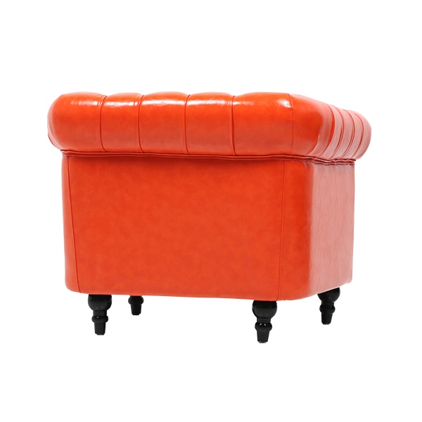 キャロットオレンジPUレザーコンパクトチェスターフィールドシングル