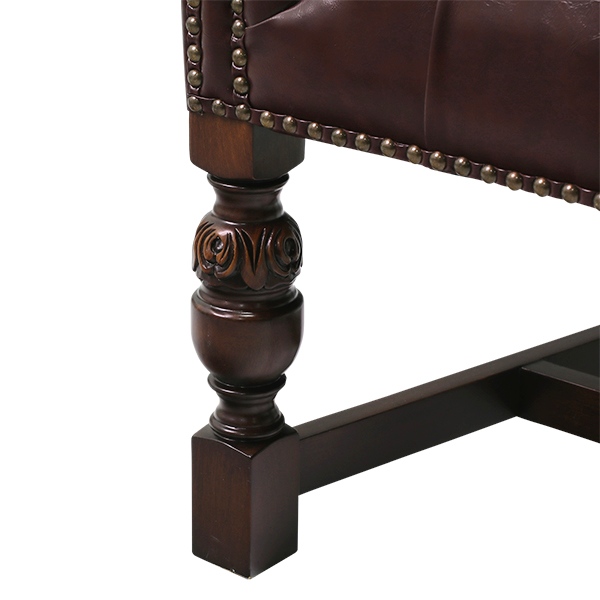 ダークブラウンPUレザーチェスターフィールドラウンジチェア Vincent