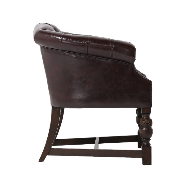 ダークブラウンPUレザーチェスターフィールドラウンジチェア Vincent