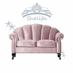 グレイッシュピンクシェルデザイン2シーターソファ　Shellfa(シェルファ)