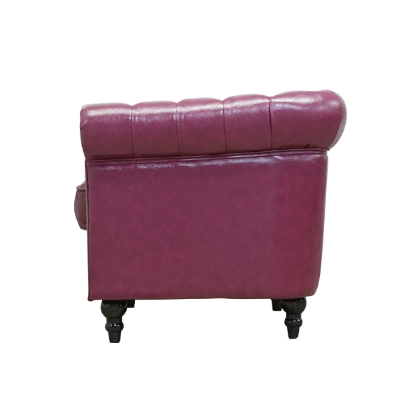 パープルPUレザーコンパクトチェスターフィールドシングルソファ
