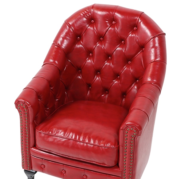 VINCENT PUレザーコンパクトチェスターフィールドシングルソファ　① シルバーPUレザーコンパクトチェスターフィールドシングルソファ