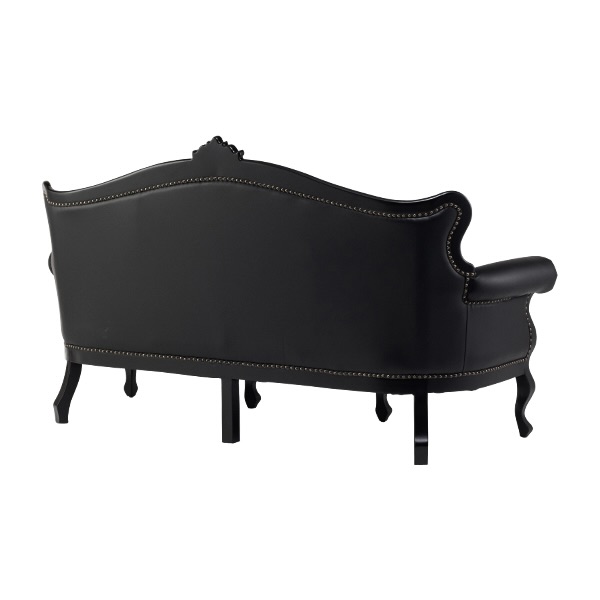 ロココ調3シーターソファ ブラック x ブラックPUレザー ÉTOILE