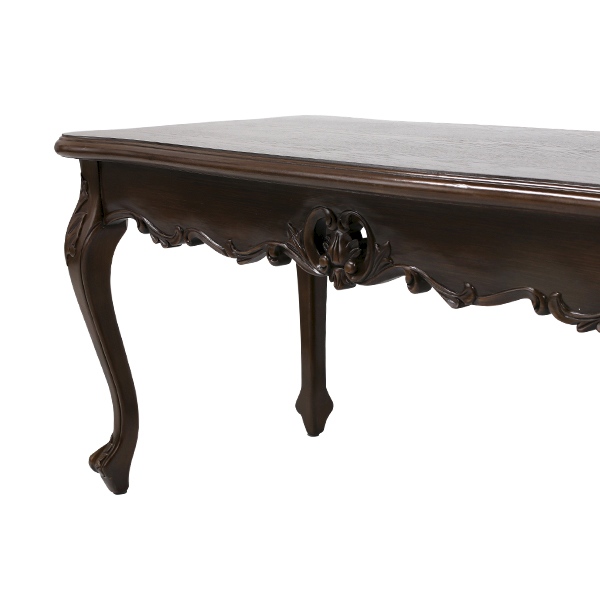 セール高級センターテーブルダークブラウン 猫足ロココ調ローテーブル アウトレット セール高級センターテーブルダークブラウン 猫足ロココ調ローテーブル