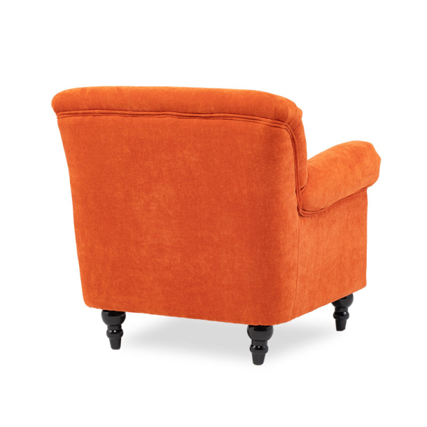 オレンジファブリックヴィンテージスタイルシングルソファ(アーム