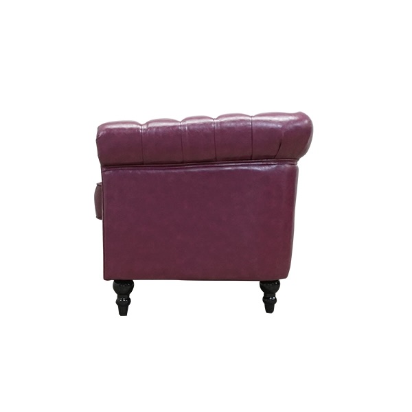 パープルPUレザーコンパクトチェスターフィールド2シーターソファ