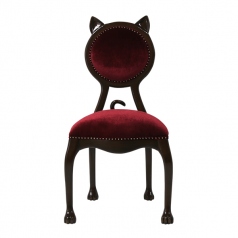 「猫椅子」レッドベルベットキャットシングルチェア