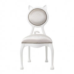 「白猫椅子」パールベルベットキャットシングルチェア
